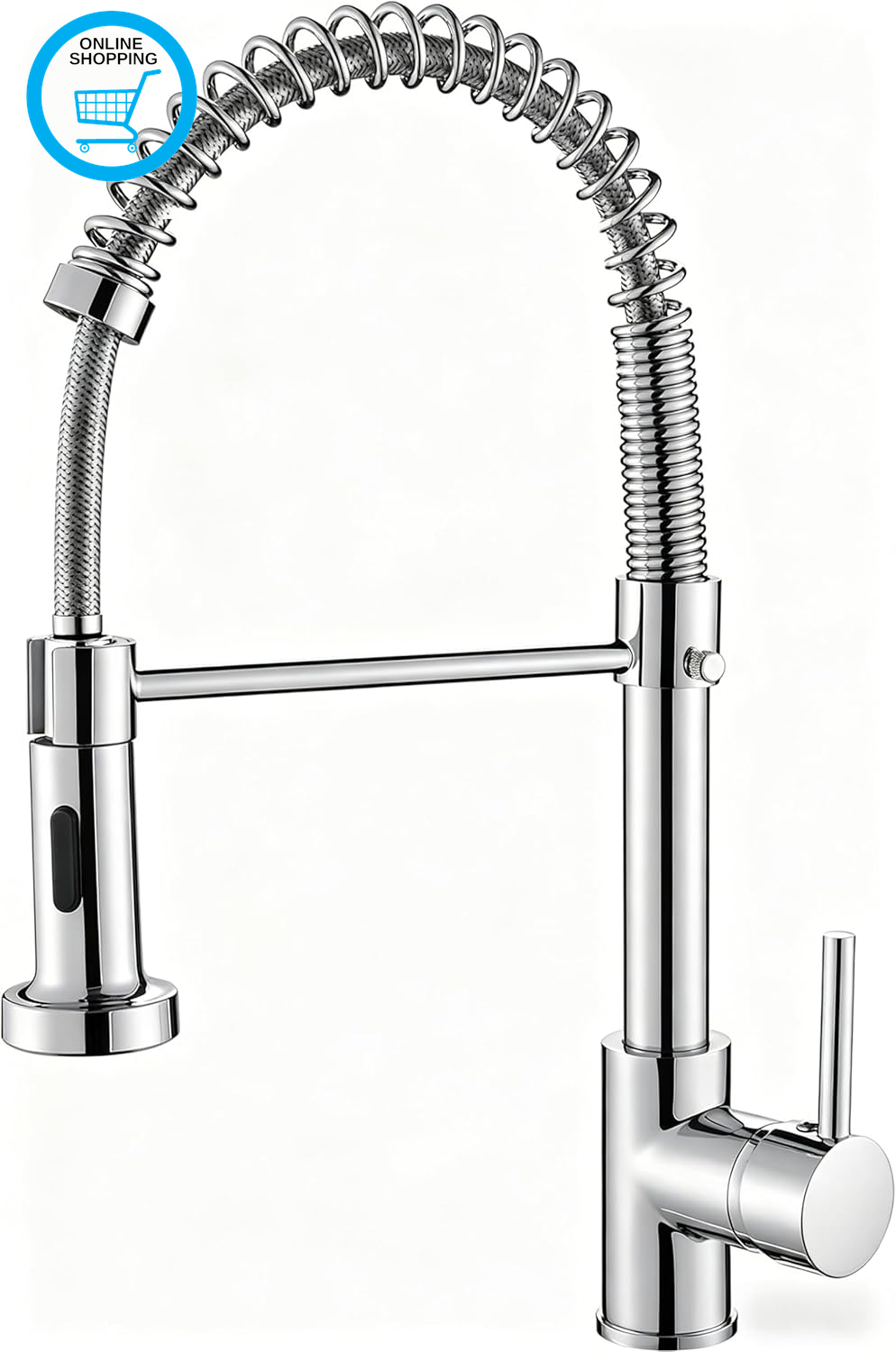 Kitchen Sink Mixer Tap, Spring Faucet with Pull down Sprayer, 2 Spray Modes High