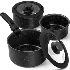 Sauce Pan Set, Nonstick 1Qt & 2 Qt & 3Qt Pots with Removable Handles, Non Tox...