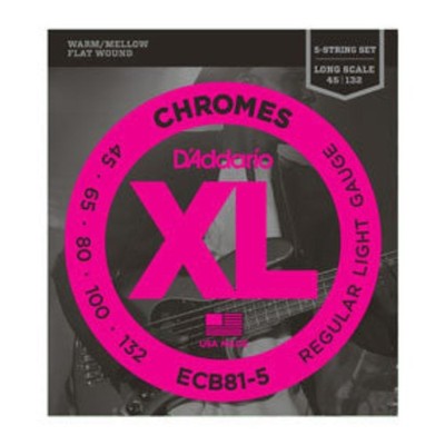 Used D'Addario ECB81-5 Chromes Bass 5-String, Light, 45-132, Long Scale