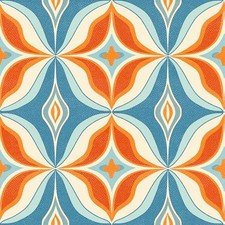 PCS Retro Orange Blue Pattern Floor Tiles 12x12 Inch 10 Orange Wave Geometry