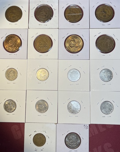 Lotto 18 monete Messico 1943 - 1983 20 e 25 centavos fine F- FDC condizioni - Foto 9 di 14