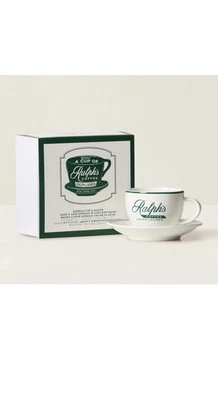 RALPH'S COFFEE Ralph Lauren New York City Porcelain Espresso Cup & Saucer Set