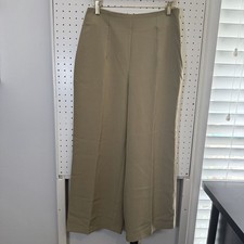 Nine West High Rise Pintuck Wide Leg Pants Women's Size 6 Tan Relaxed Fit NWT