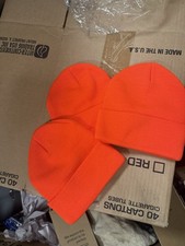 3 Orange Unisex Plain Warm Knit Beanie Hat Cuff Skull Ski Cap