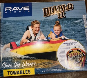 Tube for boating. Inflatable Towable 2 Person D Shaped.Diablo 2  only used once!