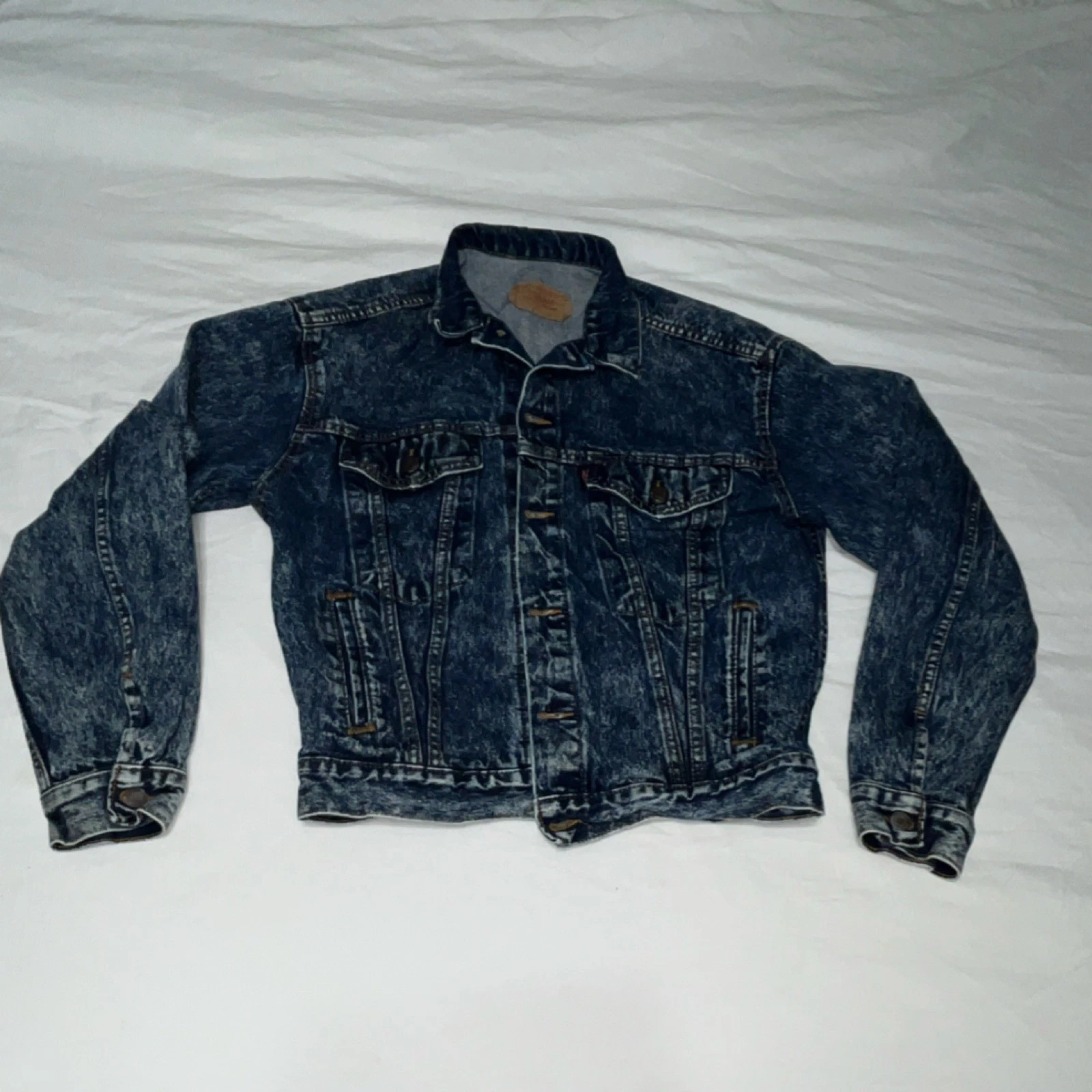 Levi's Blue Denim Jacket XL Button Front Retro Short Length