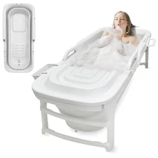 SereneLife Freestanding Portable Bathtub Spa Set – Large 59" Foldable Bath