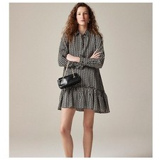 J Crew Amelia Popover Chain Print Mini Shirt Dress Quiet Luxury Pocket Women's S