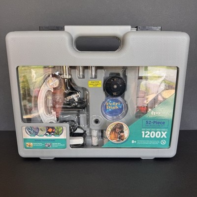AmScope 52pc 120X-1200X Kids Starter Compound Microscope Portable Science Kit  