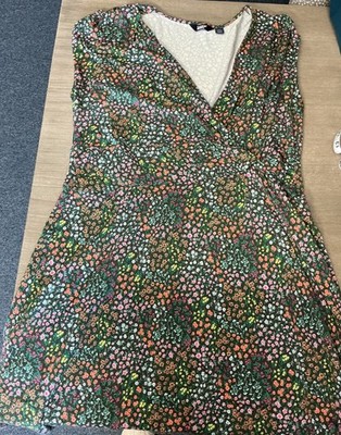 Lands End Plus Size Cotton Model Jersey Surplice Fit and Flare Dress 2X 20/22
