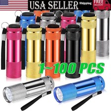9 LED White Light Flashlight Aluminium Mini Torch Outdoor Portable Travel Lamp