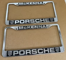 NOS PAIR McKenna Porsche Dealer Metal License Frames 911 Carrera 930 Turbo 928S