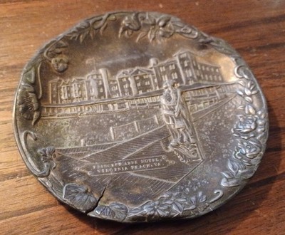 VINTAGE c 1900 VIRGINIA BEACH VA PRINCESS ANNE HOTEL PEWTER SOUVENIR MINI PLATE