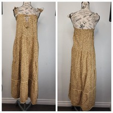 ARIA Maxi Dress Sz XS Animal Print Tiered Sleeveless Cottage Bohemian Slip