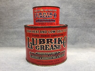 Vintage Lubriko Grease Cans 1 lb & 5 lb Lubriko Master Lubricant Co. PA  