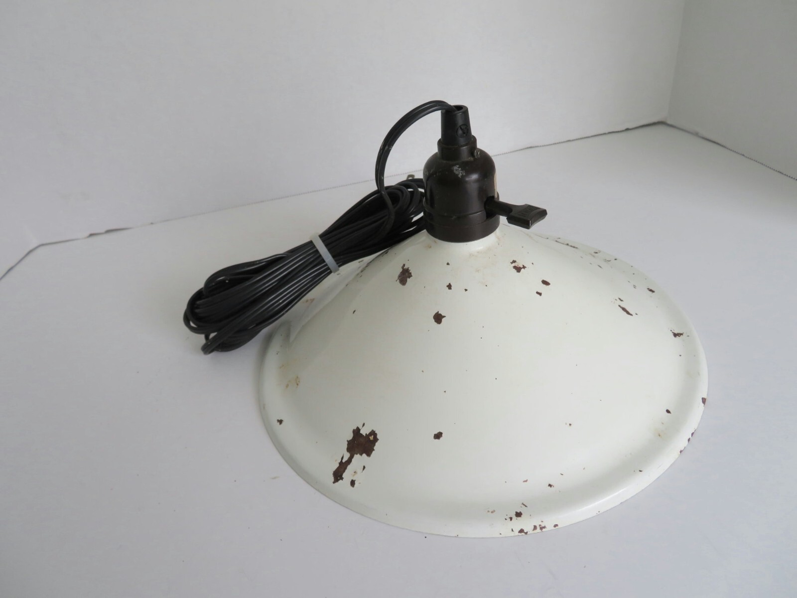 Vintage Hanging Light White Metal Industrial Rustic Farmhouse Lighting