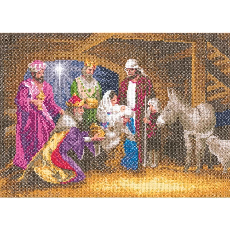 Heritage Kreuzstich Set Zählstoff "Krippe (L)", Zählmuster, JCNA1285-E, 31x22cm - Bild 1 von 1