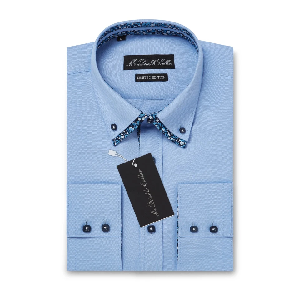 Uomo Stilista Italiano Camicia Oxford Casual Elegante Doppio Collo Longsleevee - Immagine 4 di 4