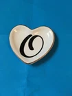 avon emilee ring dish inital O white gold trim black  BNIB
