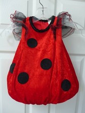 Toddler Girl Velvet Red Black Lady Bug Halloween Costume 1-2 Years