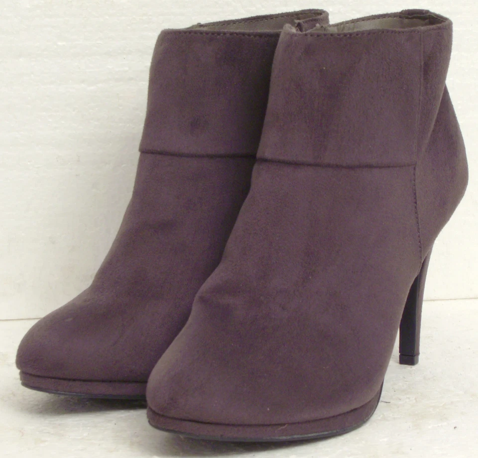 Dunkelgraue Damen Stiefelette, Wildlederoptik, High Heel - Gr. 40 - linea - Bild 3 von 4