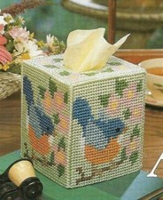 BLUEBIRD TISSUE COVER HOME DECOR PLASTIC CANVAS PATTERN INSTRUCTIONS