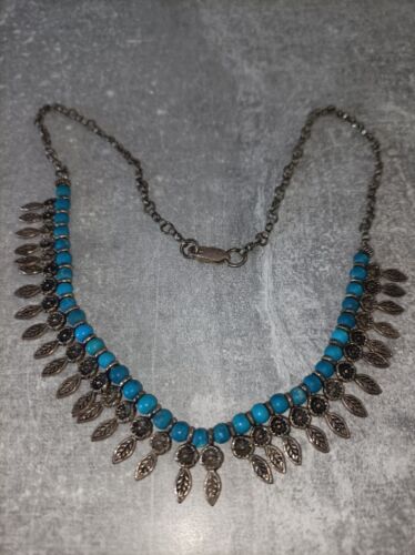 Echter Indianer Schmuck Halskette türkis blau 925 / 825 - Bild 1 von 6