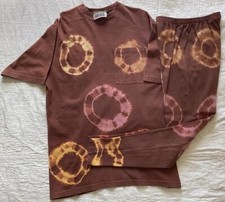 Forenza Long T shirt Tie Dye Brown Pants Suit Size S 2 Pc Vintage USA MADE