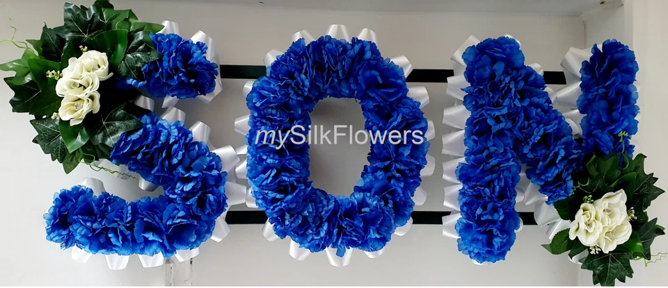MYSILKFLOWERS LTD SON Artificial Silk Funeral Flower Any 3 Letter Name Tribute Wreath BRO DAD