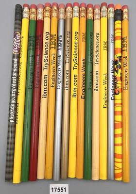 Vintage IBM PENCILS NEW (15) UNSHARPENED Exactly Whats shown GROUP D