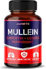 Mullein Supplement - Enhanced Formula with Quercetin, Licorice for Lung Detox, R