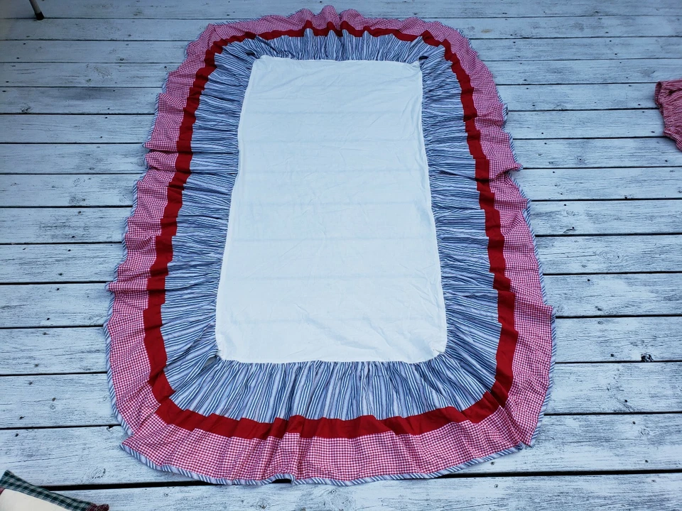 Юбка для кроватки Cottagecore Farmcore тикающая полоса имбирь юбка для кроватки - Изображение 4 из 4