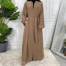 Open Cardigan Abaya Women Kimono Islamic Dubai Long Robe Dubai Muslim Ramadan