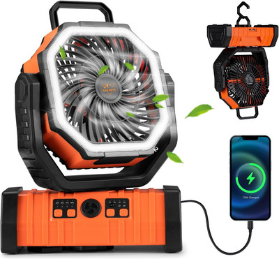 Sanhima Camping Fan with LED Light - 20000Mah Rechargeable Battery Powered Porta