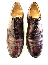 Father and Son Men 7 1/2 D Burgundy Leather Wingtip Oxford Tie Shoe Made in USA