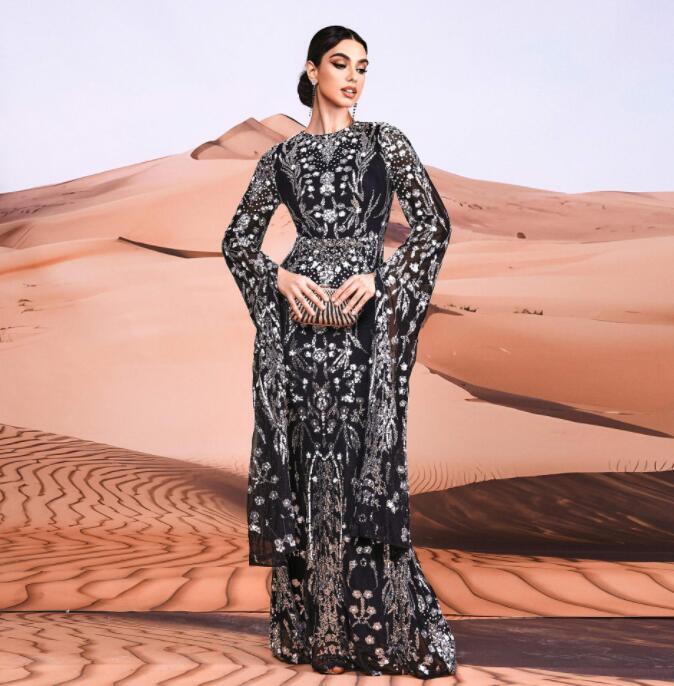 chinese dress ladies Sparkling Off-Shoulder Mermaid Prom Dress with Slit and Lace Applique   vigocouture