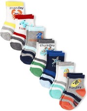 The Children's Place Baby Toddler Boys Midi Socks 7 Pack Shoe Size 4-5