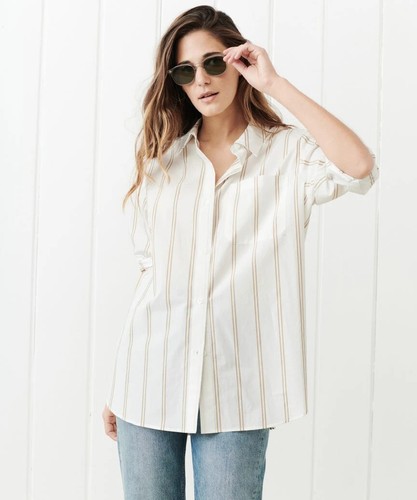 Boyfriend Shirt Khaki Stripe - Size 
