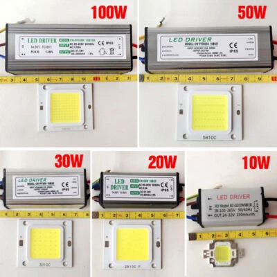 10W 20W 30W 50W70W100W Transformateur de pilote  imperméable LED SMD Chip Driver - Photo 1/4