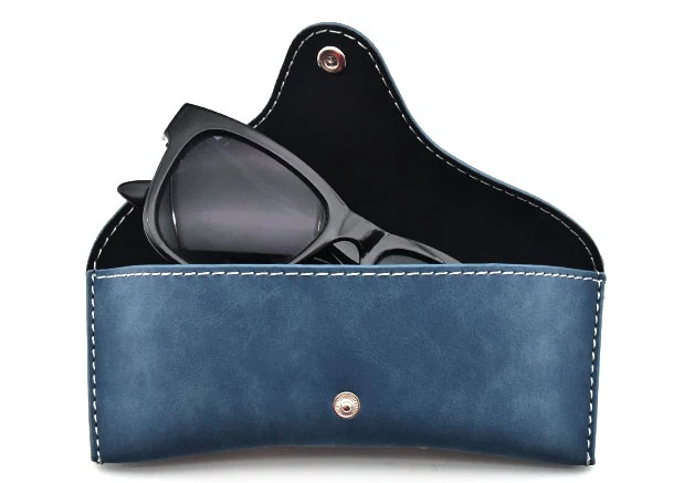 Hombres Mujeres Estuches para Gafas de sol Bolso Bolsillo Cuero de Vaca Bolsa Sujeción Azul H796 Foto 4 de 4