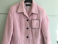 Bianca Nygard Petite Size 14 Ladies Pink Quilted Jacket Trimmed With Navy Blue