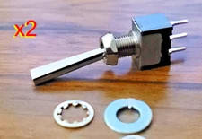 QTY-2 SPDT MINI TOGGLE SWITCHES SILVER COIN W/DRESS NUTS AUDIO RESEARCH PANEL
