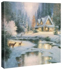 Thomas Kinkade Deer Creek Cottage 14 x 14 Canvas Wrap