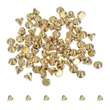 120pcs Punk Pointed Spike Cone Studs, 6x6mm Resin Rivets Cone Studs Gold