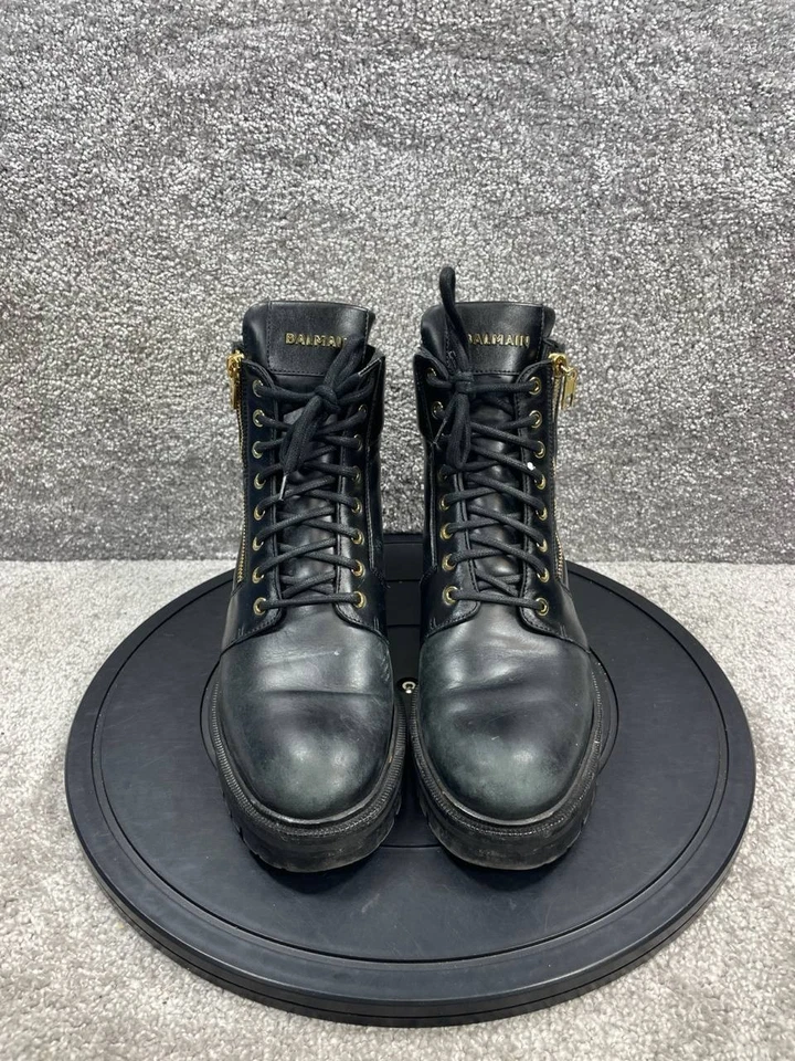 Balmain 靴子女式 41 码 Eu 10 Us 陆军游骑兵黑色皮革拉链前战斗 — 第 4/4 张图片