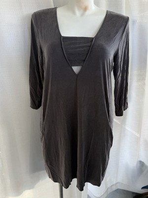 Anthropologie Dolan Left Coast Grey V-Neck Dress Size XL Edgy Minimalist