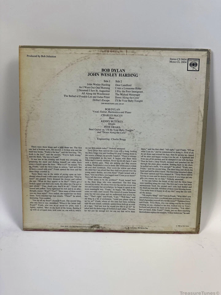 Bob Dylan - John Wesley Harding Vinyl LP KCS 9604 - Image 2 of 4