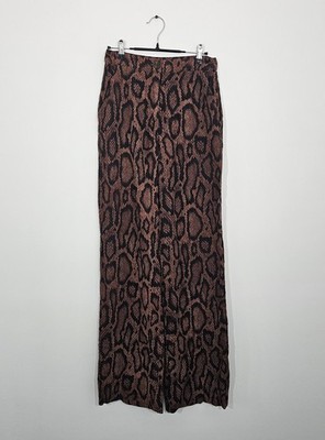 Danielle Bernstein Women's Snakeskin Printed Viscose Wide Leg High Rise Pant 6 S