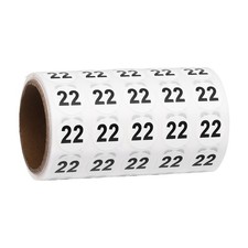 1000Pcs 0.6" Petit Numéro Rond Autocollants Rouleau Cercle Étiquettes Noir Numéro 22