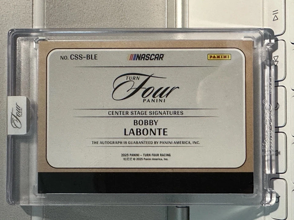 2025 Panini Turn Four #CSS-BLE Bobby Labonte Center Stage Signatures Blue #/49 - Image 3 of 3